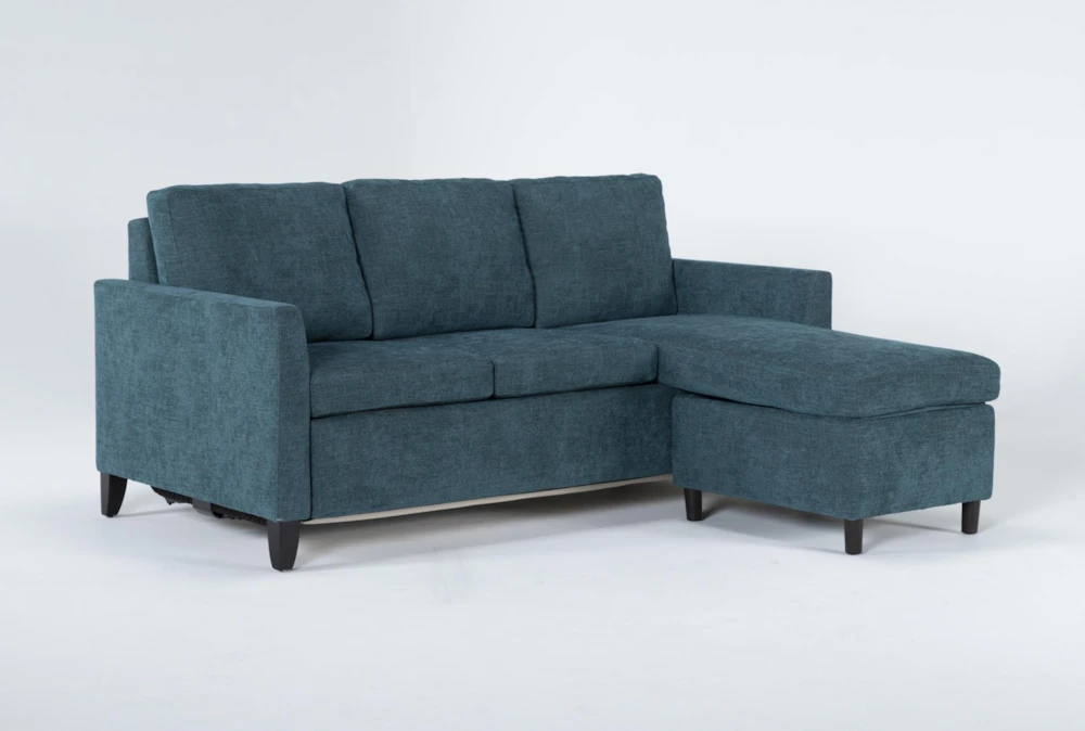 Mikayla Teal 76" Queen Plus Sleeper with Reversible Chaise