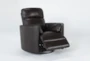 Rayna Brown Leather Power Swivel Glider Recliner with Built-In Battery & USB - Recline