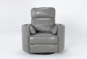 Rayna Heron Leather Power Swivel Glider Recliner With Built-In Battery