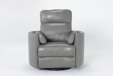 Rayna Heron Leather Power Swivel Gider Recliner with Built-In Battery & USB