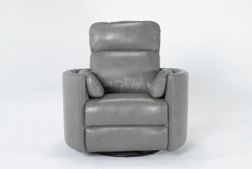 Rayna Heron Leather Power Swivel Glider Recliner with Built-In Battery & USB - 360