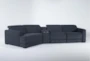 Chanel Denim 151" 4 Piece Modular Sectional with Left Arm Facing Cuddler Chaise, Console, Power Headreast & USB - Side