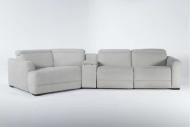 Chanel Grey 4 Piece Modular Sectional With Left Arm Facing Cuddler Chaise and 141" Console