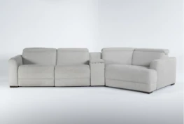 Chanel Grey 4 Piece Sectional With Right Arm Facing Cuddler Chaise and 141" Console
