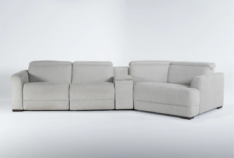 Chanel Grey 4 Piece Modular Sectional With Right Arm Facing Cuddler Chaise and 141" Console - 360