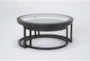 Leo 2 Piece Round Glass Nesting Coffee Table Set - Side