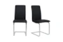 Black Faux Leather And Stainless Steel Cantilever Side Chair Set Of 2 - Signature
