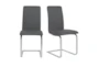 Grey Faux Leather And Stainless Steel Cantilever Side Chair Set Of 2 - Signature