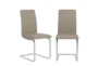 Taupe Faux Leather And Stainless Steel Cantilever Side Chair-Set Of 2 - Signature