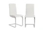 White Faux Leather And Stainless Steel Cantilever Side Chair Set Of 2 - Signature
