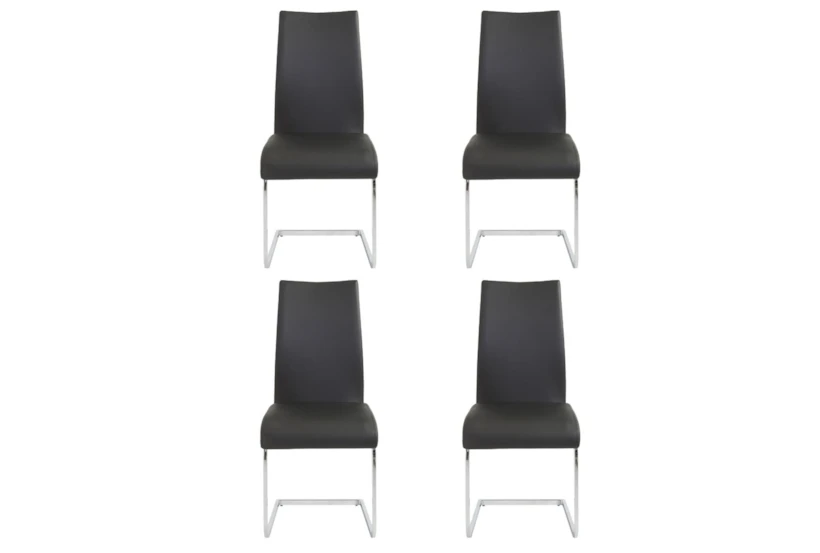 Black Faux Leather And Chrome Cantilever Side Chair-Set Of 4 - 360
