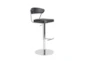 Black Faux Leather And Chrome Curved Back 30 Inch Adjustable Swivel Stool - Detail
