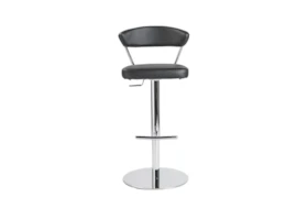 Black Faux Leather And Chrome Curved Back 30 Inch Adjustable Swivel Stool