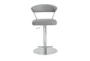 Grey Faux Leather And Chrome Curved Back 30" Adjustable Swivel Stool - Detail