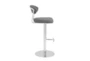 Grey Faux Leather And Chrome Curved Back 30" Adjustable Swivel Stool - Detail
