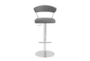 Grey Faux Leather And Chrome Curved Back 30 Inch Adjustable Swivel Stool - Signature