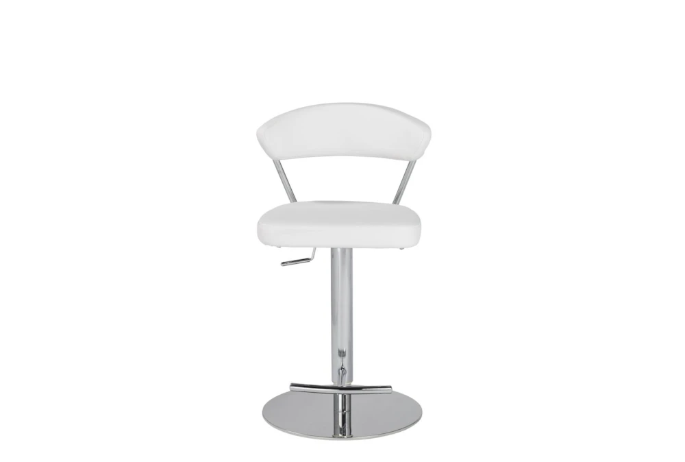 White Faux Leather And Chrome Curved Back 30 Inch Adjustable Swivel Stool