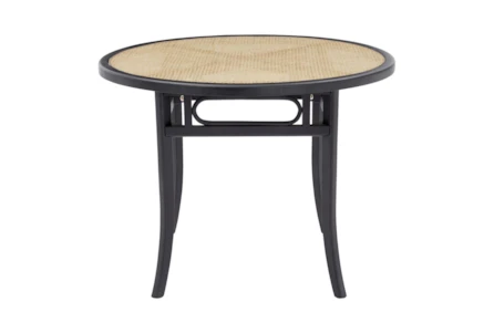 Cafe Black 40 Inch Round Dining Table With Natural Cane