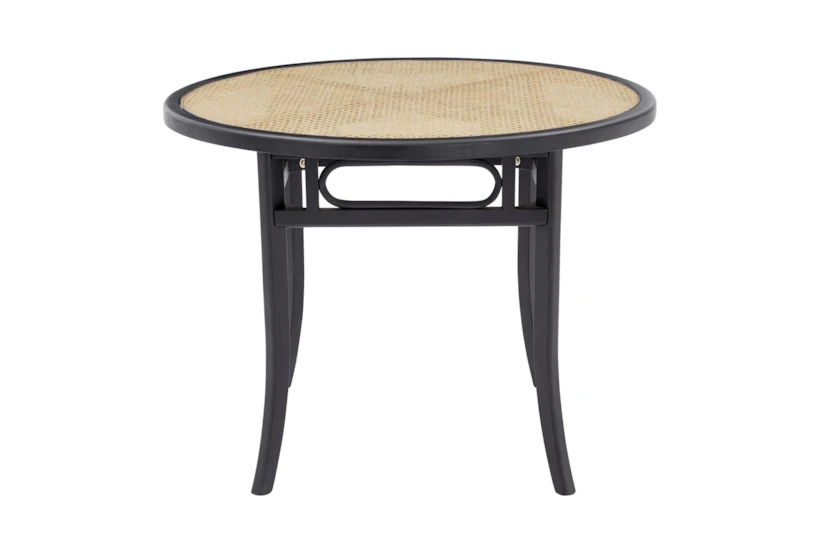 Cafe Black 40 Inch Round Dining Table With Natural Cane - 360