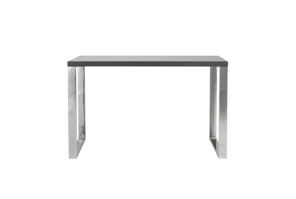 Del Mar Grey 47 Inch Desk With Polished Stainless Steel Base