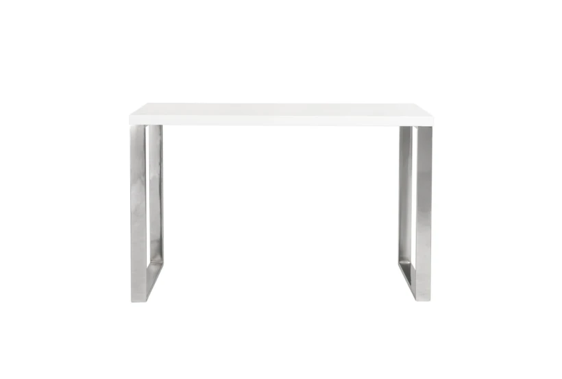 Del Mar White 47" Desk With Polished Stainless Steel Base - 360