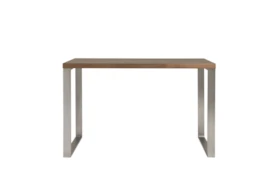 Del Mar Walnut 47 Inch Desk With Brushed Stainless Steel Base