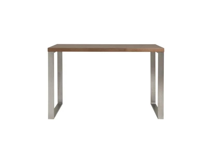 Del Mar Walnut 47 Inch Desk With Brushed Stainless Steel Base - 360