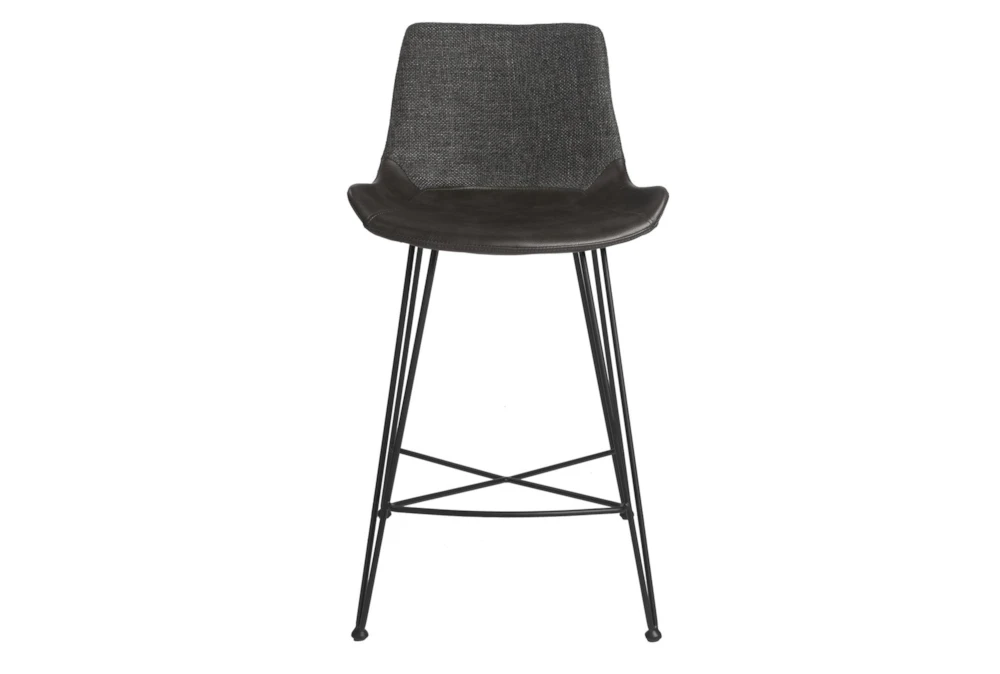 Mixed Material Contract Grade 26" Cntr. Stool With Back In Dark Grey