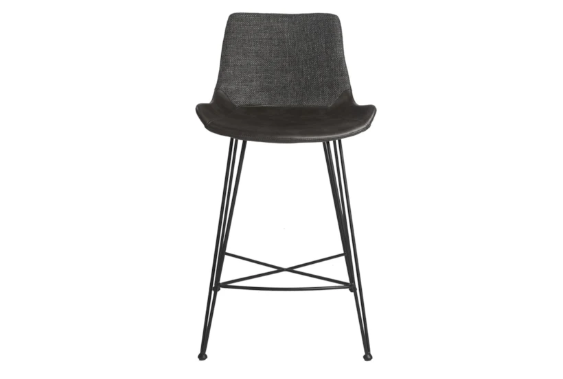 Mixed Material Contract Grade 26" Cntr. Stool With Back In Dark Grey - 360