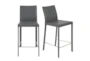 Parson Grey Contract Grade Faux Leather Uph 26" Cntr. Stool With Back Set Of 2 - Signature