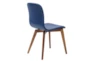Blue Faux Leather And Walnut Side Chair With Contrast Stitching Set Of 2 - Detail