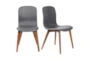 Grey Faux Leather And Walnut Side Chair With Contrast Stitching Set Of 2 - Signature