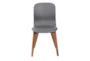 Grey Faux Leather And Walnut Side Chair With Contrast Stitching Set Of 2 - Front
