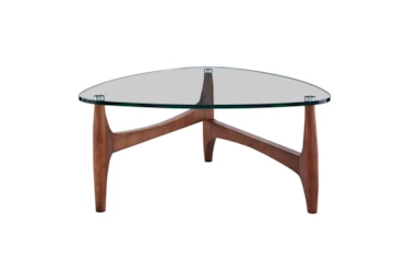 Stowe Glass 35 Inch Coffee Table With Walnut Base