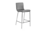 Grey Faux Leather And Brushed Steel 26 Inch Counterstool-Set Of 2 - Detail