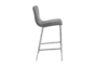 Grey Contract Grade Faux Leather And Brushed Steel 26" Cntr. Stool With Back Set Of 2 - Detail