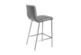 Grey Contract Grade Faux Leather And Brushed Steel 26" Cntr. Stool With Back Set Of 2 - Detail