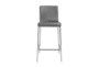 Grey Faux Leather And Brushed Steel 26 Inch Counterstool-Set Of 2 - Signature