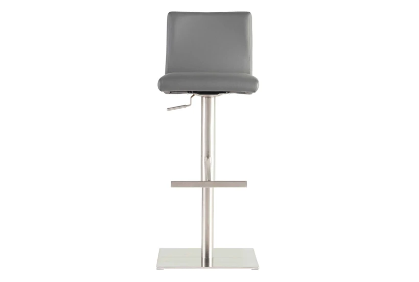 Grey Faux Leather 32" Adjustable Swivel Stool With Back - 360