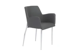 Grimstad Grey Faux Leather And Chrome Arm Chair