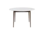 Newport White 47 Inch Round Dining Table With Dark Walnut Base - Detail