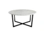 Liv White Faux Marble Round Coffee Table With Matte Black Base - Detail