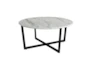 Liv White Faux Marble 36 Inch Round Coffee Table With Matte Black Base - Detail