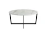 Liv White Faux Marble 36 Inch Round Coffee Table With Matte Black Base - Signature