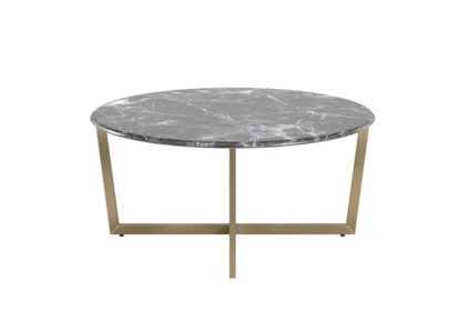 Liv Black Faux Marble 36 Inch Round, 36 Inch Long Coffee Table