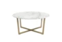 Liv White Faux Marble Round Coffee Table With Matte Gold Base - Detail