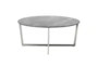Liv Black Faux Marble Round Coffee Table With Brushed Stainless Steel Base - Signature