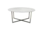 Liv White Faux Marble Round Coffee Table With Brushed Stainless Steel Base - Detail