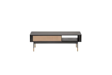Hughes Black And Wicker 47 Inch Coffee Table