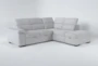Dante Light Grey 104" 3 Piece Convertible Futon Sleeper L-Shaped Sectional with Right Arm Facing Storage Chaise - Front